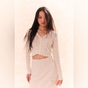 LoveShackFancy | Petra Bow Pointelle Cardigan | NWT | Size S